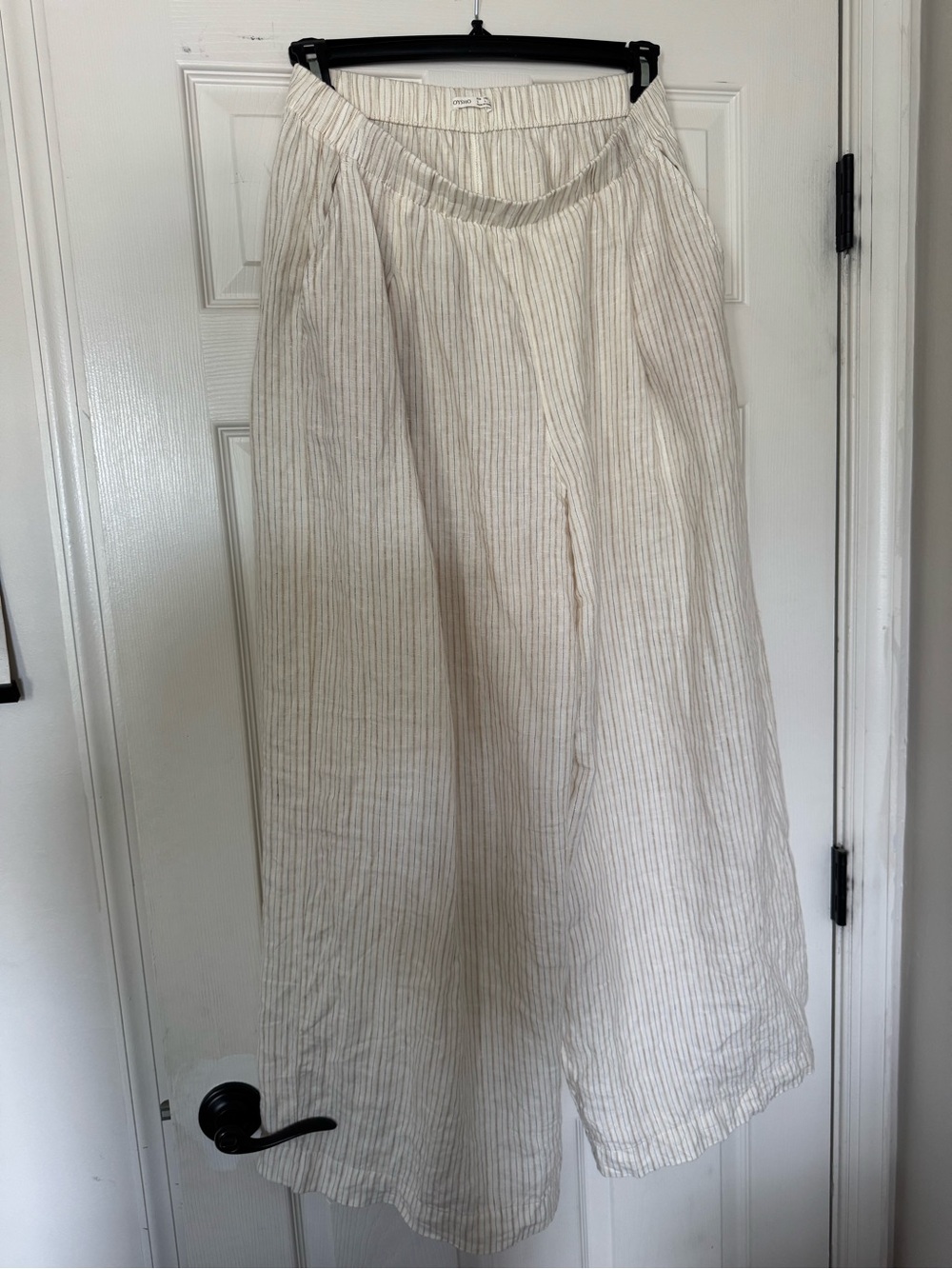 Oysho Cream and Yellow Striped Linen Pants